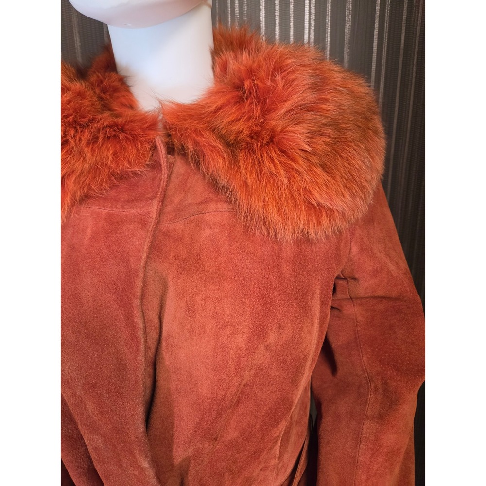 Jean Pecarel Paris 1970 penny lane Vintage Suede real fur Orange rust small - Picture 3 of 16